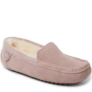 Women's Fireside by Dearfoams Mel Genuine Shearling Moccasin, Pink, Size 10